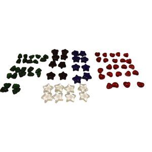 Glass Decorative Pebbles Star Heart & Tree Shapes Red Blue Green Craft Aquarium